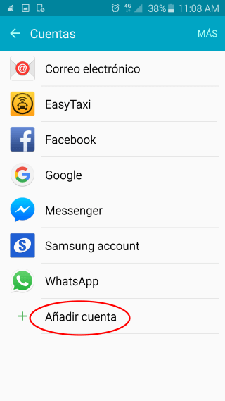 Añadir cuenta de correo Android